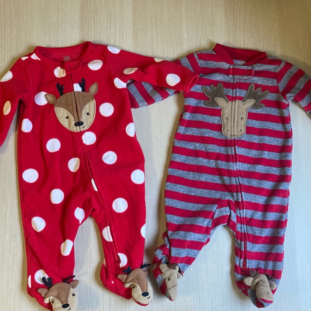 Christmas Onsies, 0-3 month, Carters baby footie pj’s pajamas